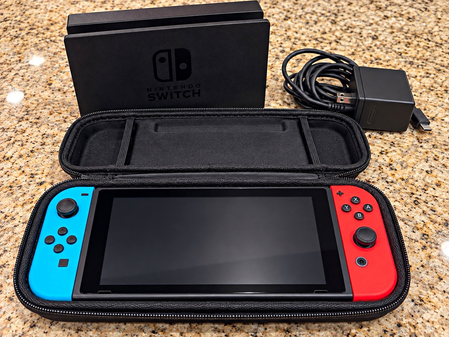 Nintendo Switch Console w/ Neon Red/Blue Joy-Con, Dock, USB-C HDMI, AC Adapter Nintendo Switch Console w/ Neon Red/Blue Joy-Con, Dock, USB-C HDMI, AC Adapter