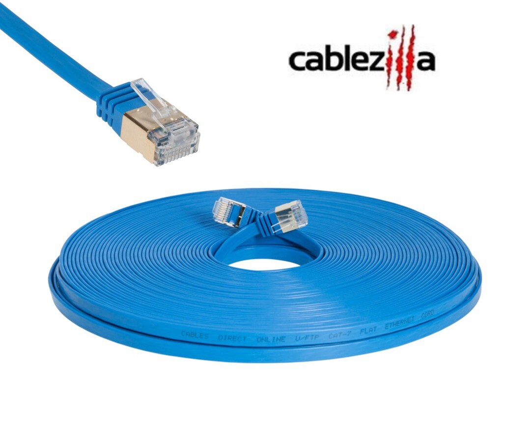 CAT7 Flat SFTP Ethernet Patch Cable 10Gbps Blue Cord 6FT-100FT Multi-Pack LOT CAT7 Flat SFTP Ethernet Patch Cable 10Gbps Blue Cord 6FT-100FT Multi-Pack LOT