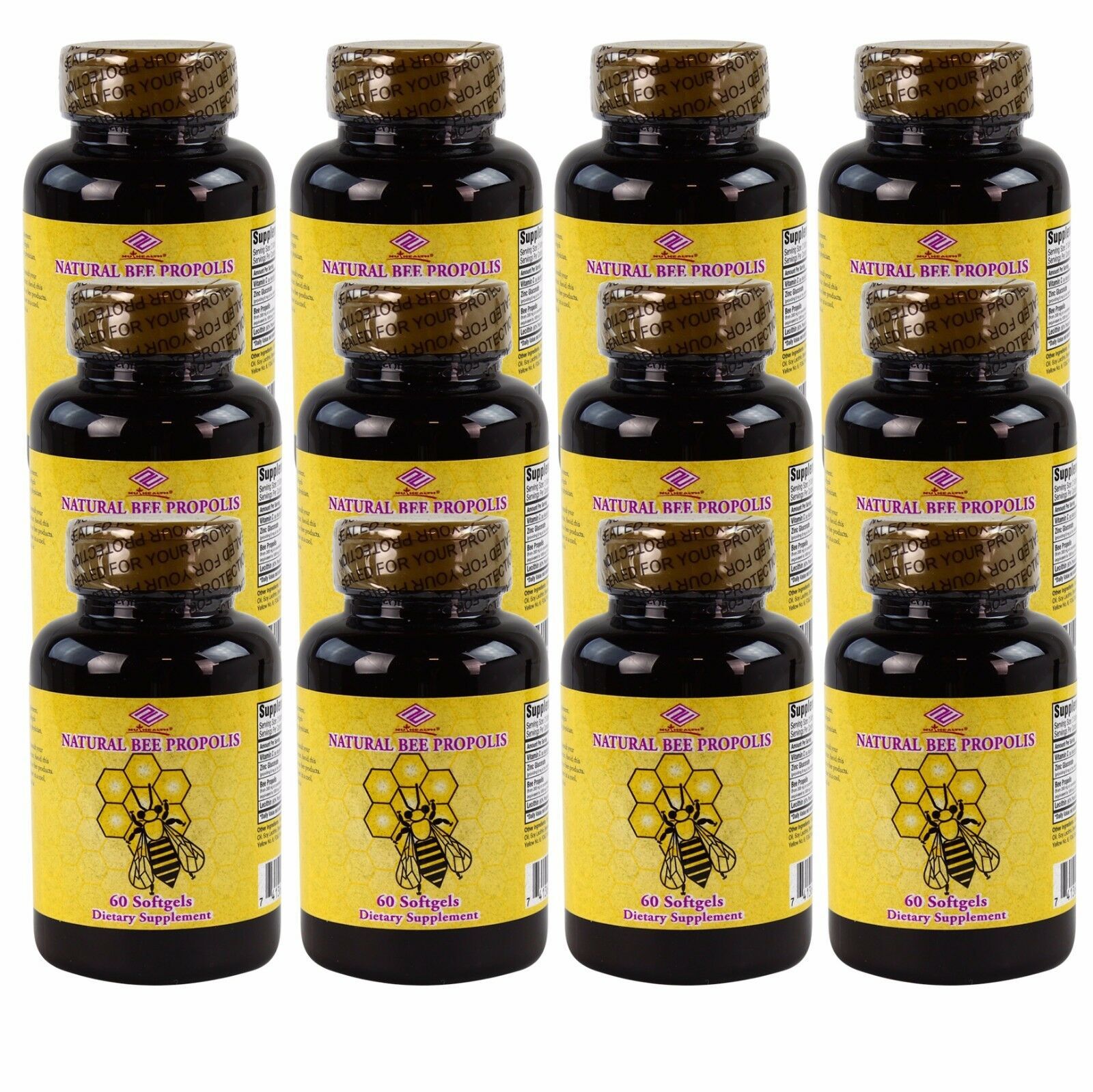 12 x Natural Bee Propolis 500 mg 60 Softgels 12 x Natural Bee Propolis 500 mg 60 Softgels