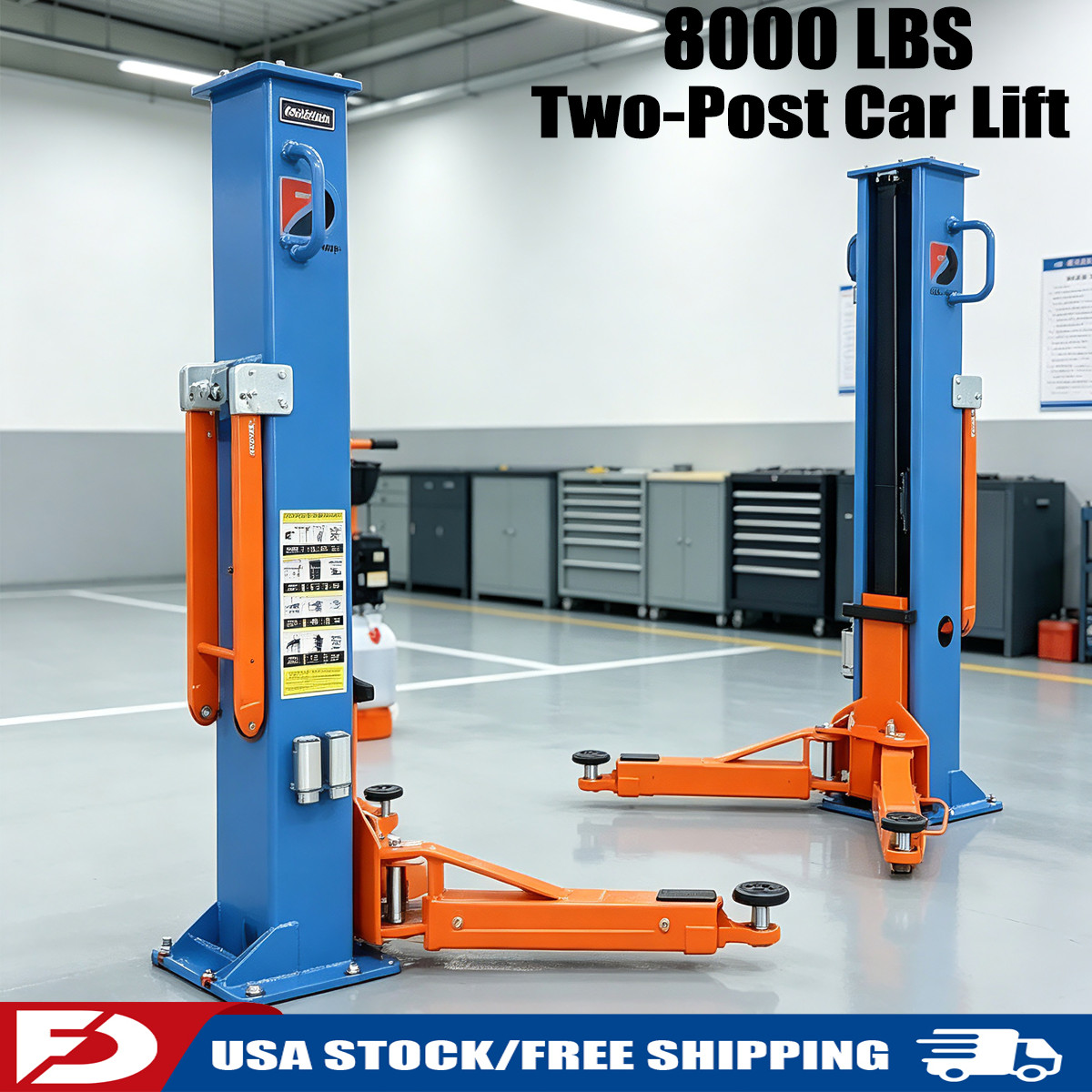 220V 8000 LBS Two‑Post Car Lift, Portable Auto Truck Hoist, 51.3\