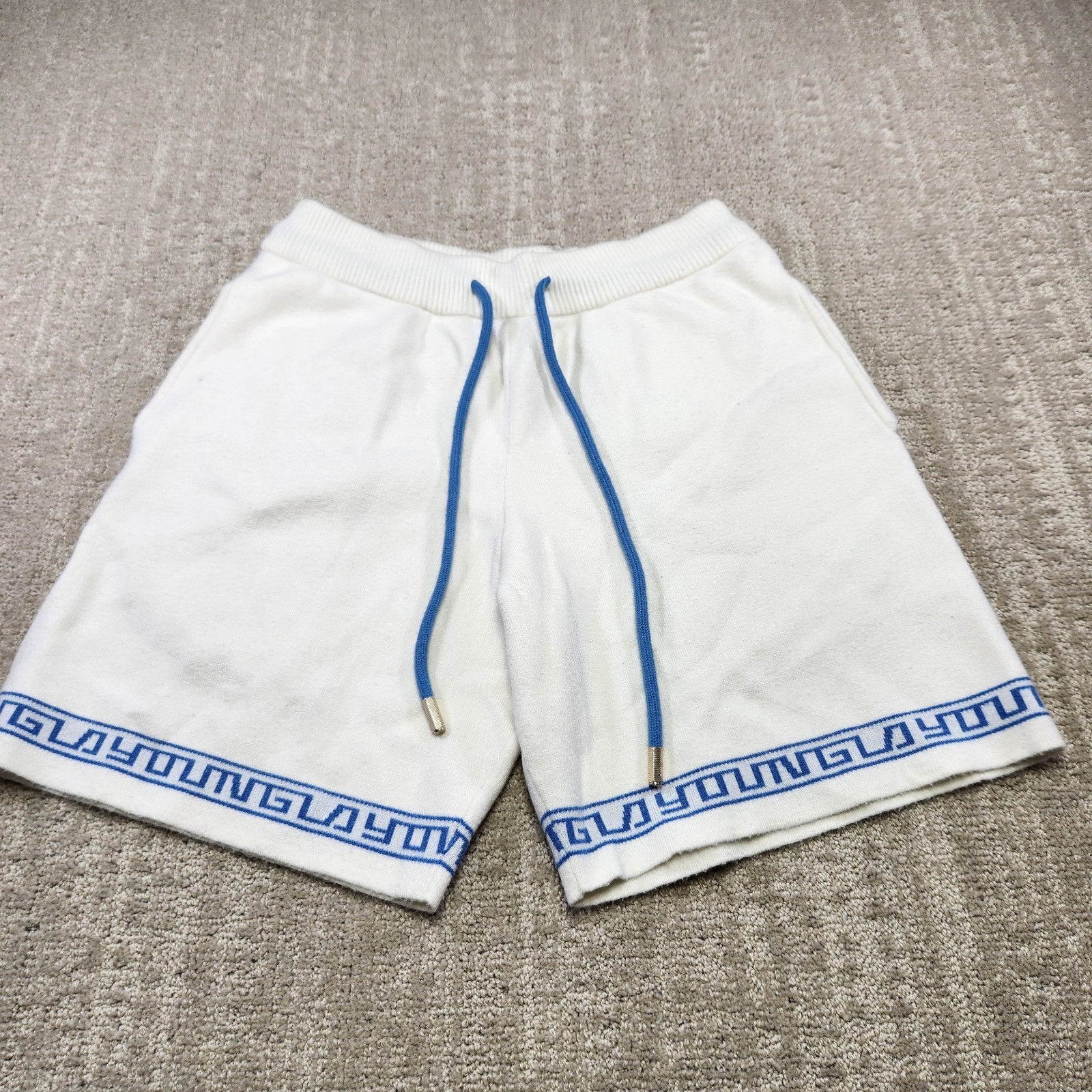 YoungLA 116 Lounge Shorts Men Large Greek Letter Workout Training Sweat White YoungLA 116 Lounge Shorts Men Large Greek Letter Workout Training Sweat White