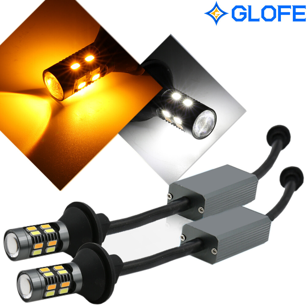 2x 3157/4114K Error-Free Switchback LED White Amber Turn Signal/DRL Light Bulbs