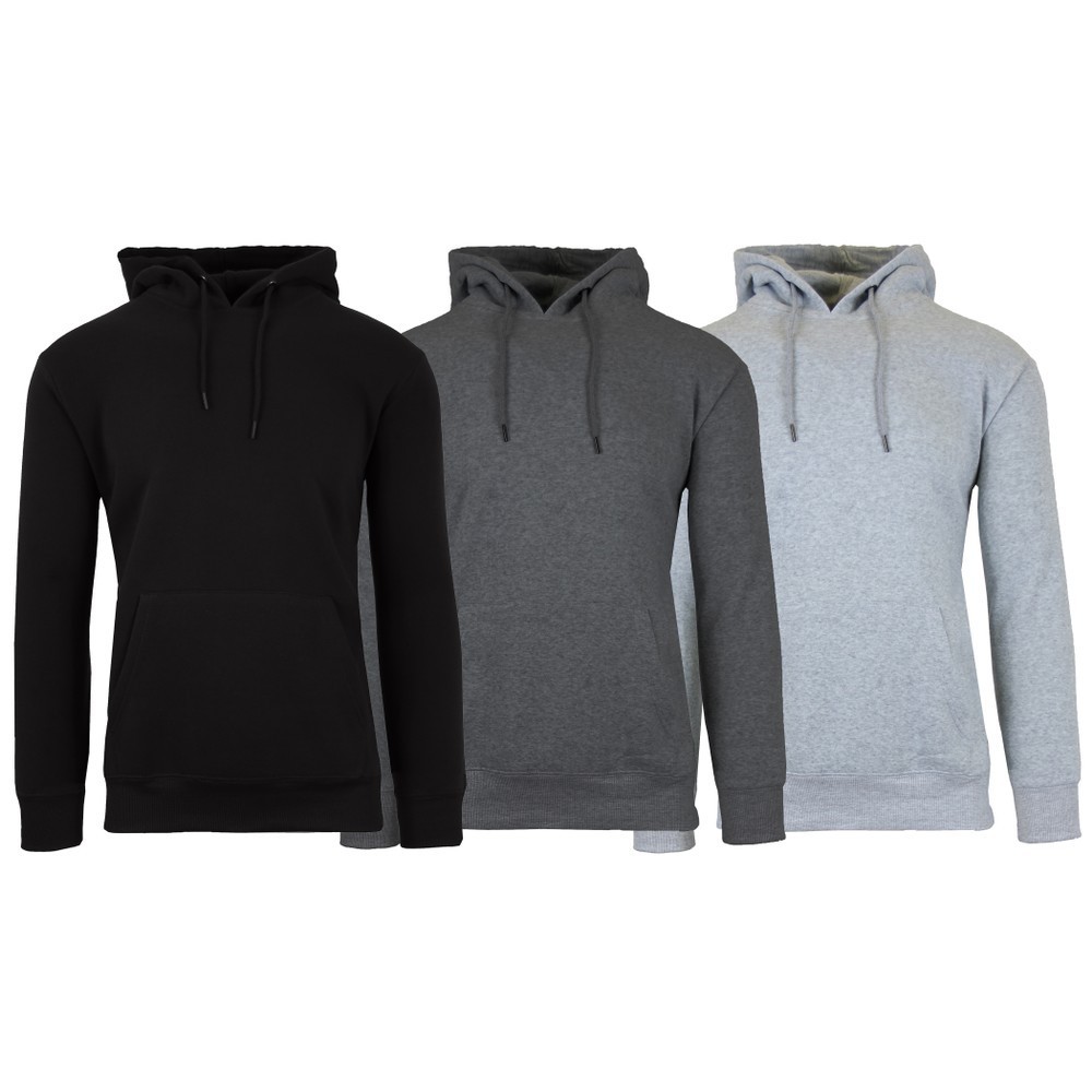 3-Pack Men\'s Heavyweight Fleece Lined Pullover Hoodie Sweatshirt (Sizes S-XXL)