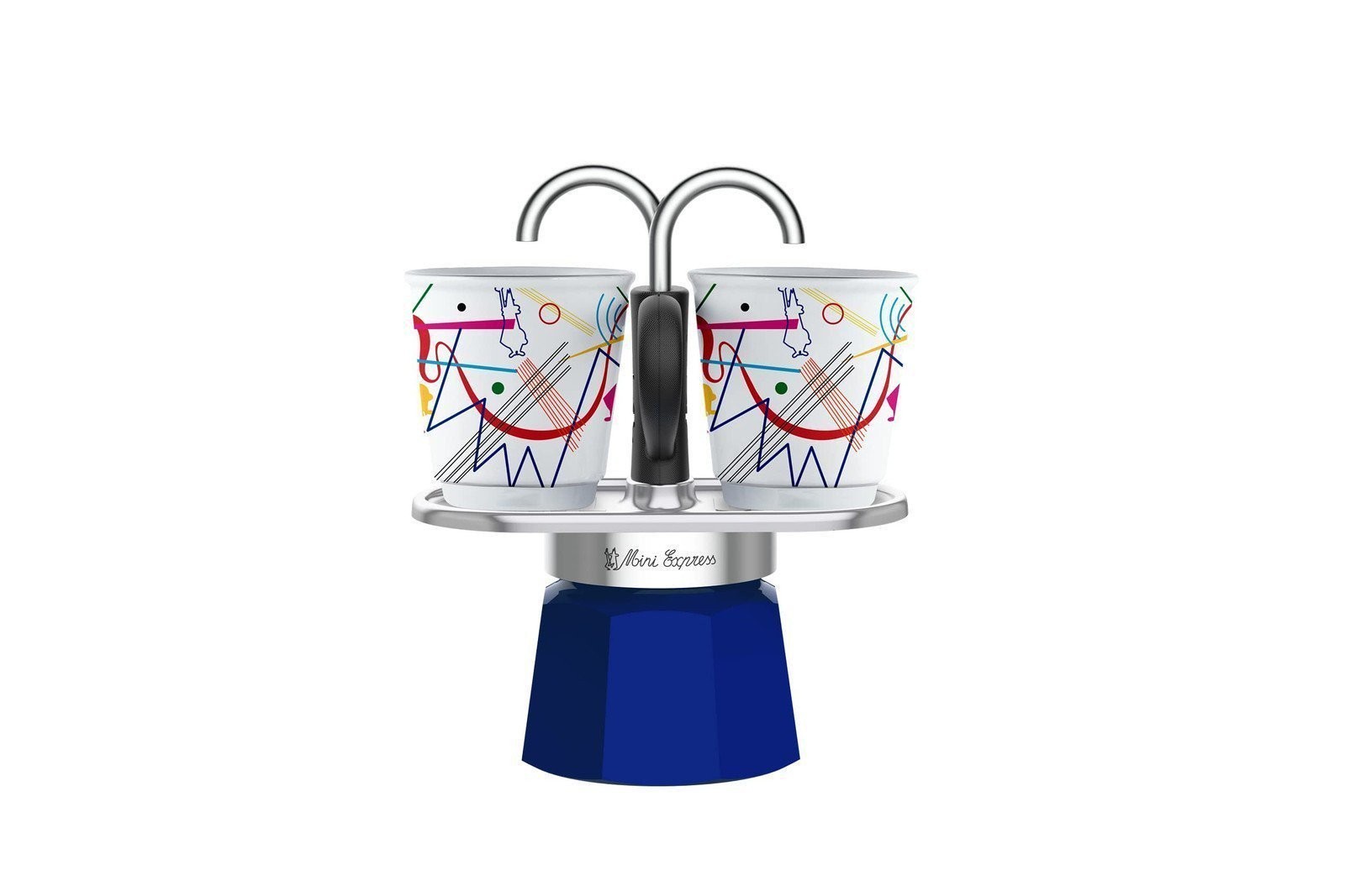 Kandinsky Bialetti Mini Express Kandinsky 2 Cup Moka Set Blue 2 Shot Glasses