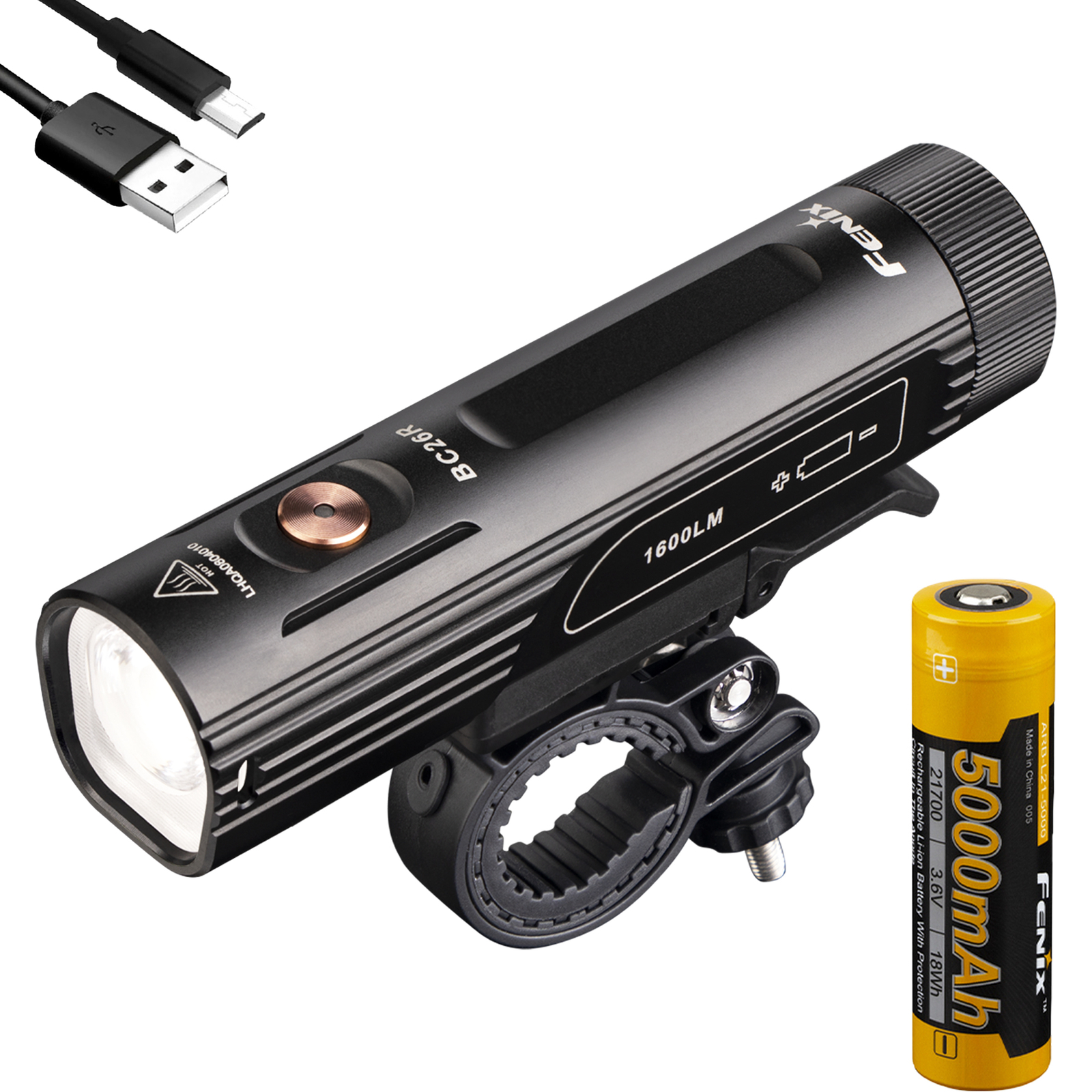 Fenix BC26R 1600 lumen USB Rechargeable Bike Light, with Quick Release Mount