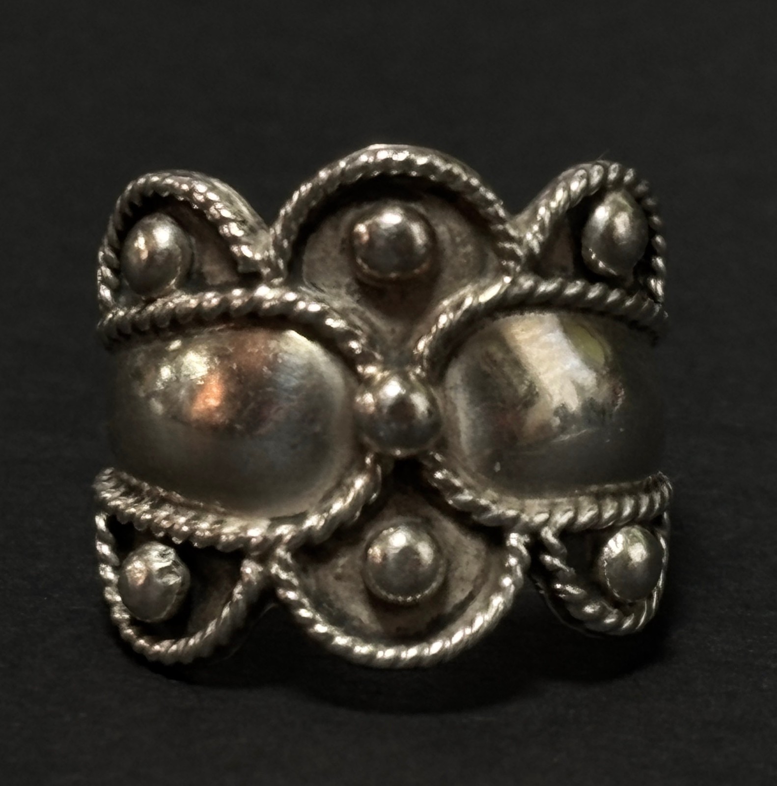 VTG Sterling Silver .925 MEXICO Scallop Edge Cigar Band Ladies Size. 9 - 6.9g