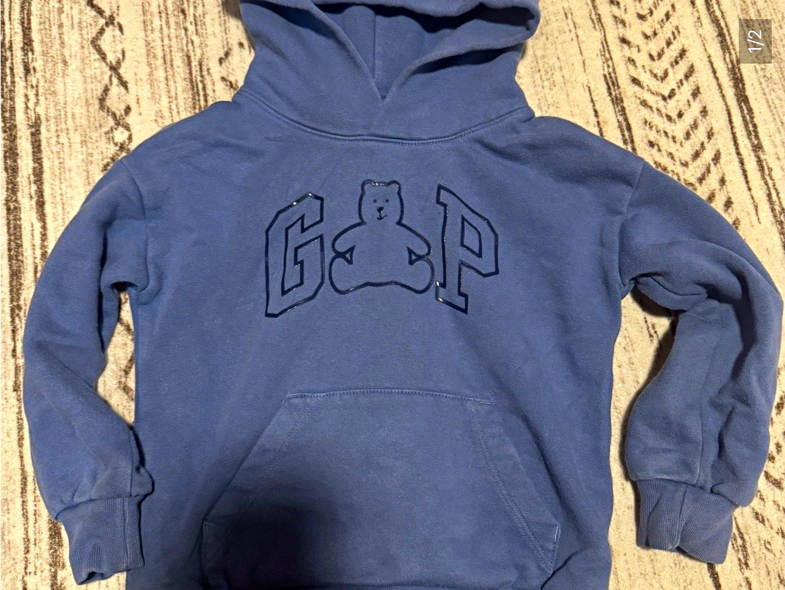 GAP kids 4T Blue Pullover Hoodie Bear Logo Cotton Fleece Pouch Pockets GAP kids 4T Blue Pullover Hoodie Bear Logo Cotton Fleece Pouch Pockets