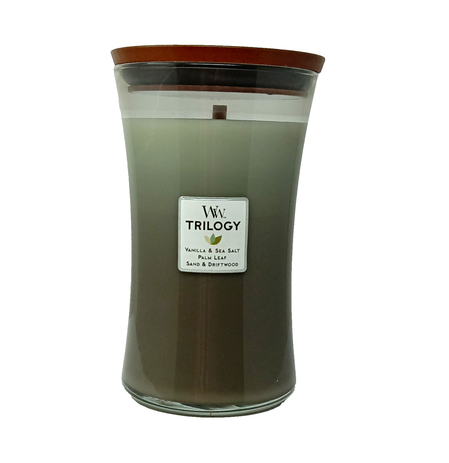 WoodWick Trilogy Ocean Breeze Jar Candle Vanilla Sea Salt Palm Leaf *SKU6-3* WoodWick Trilogy Ocean Breeze Jar Candle Vanilla Sea Salt Palm Leaf *SKU6-3*
