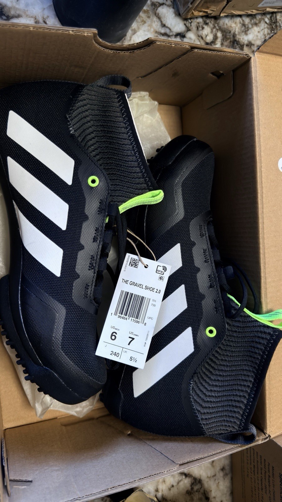 adidas The Gravel Shoe 2.0 Cycling Sneaker Black White Unisex US 6 men US 7 wom