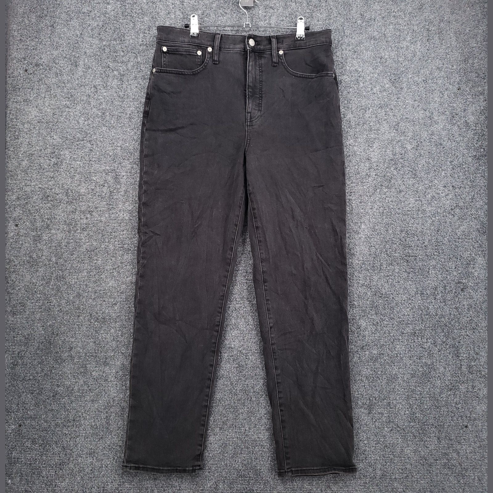 Madewell Classic Straight Jeans Womens 30T 30 Tall Black Denim Stretch 5 Pocket