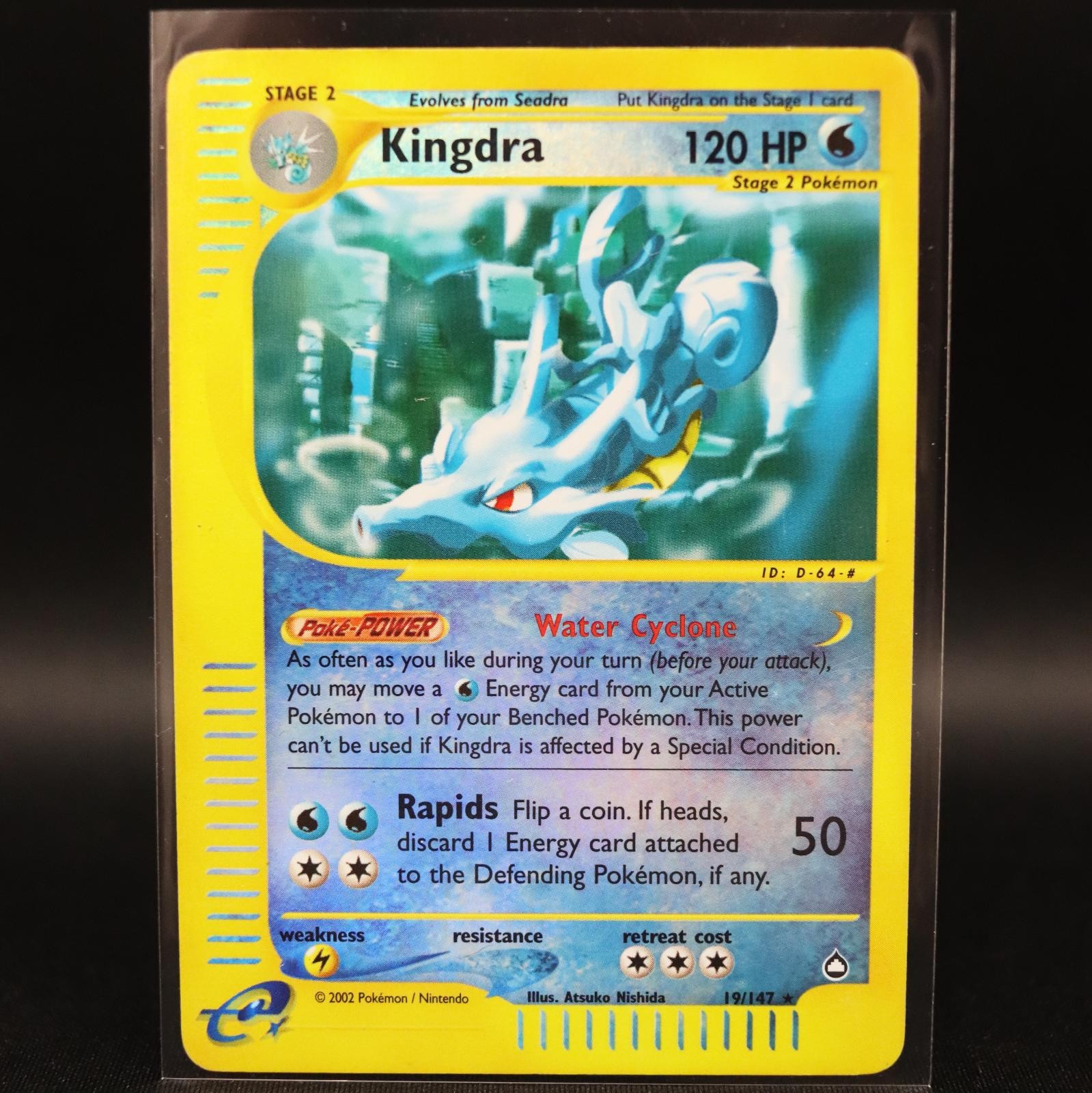 Kingdra 19/147 Reverse Holo Rare Aquapolis Pokemon Lightly Played