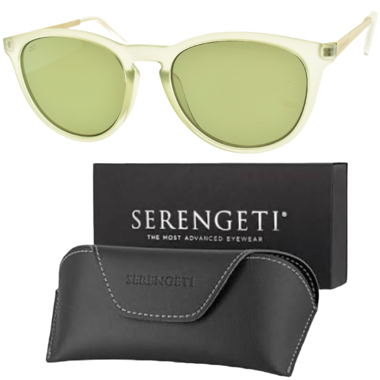 NEW SERENGETI BRAWLEY SS556004-S 54-19-145 Green Round Full Rim Sunglasses NEW SERENGETI BRAWLEY SS556004-S 54-19-145 Green Round Full Rim Sunglasses