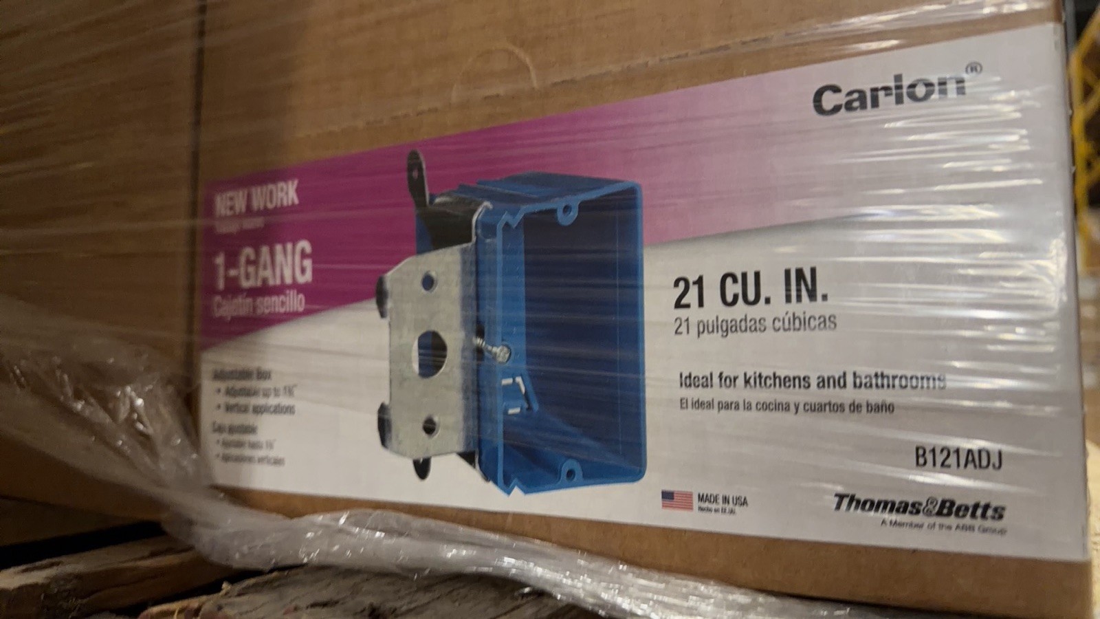Carlon B121ADJ Non-Metallic Wall Box & Adjustable Bracket 1Gang 21cu\
