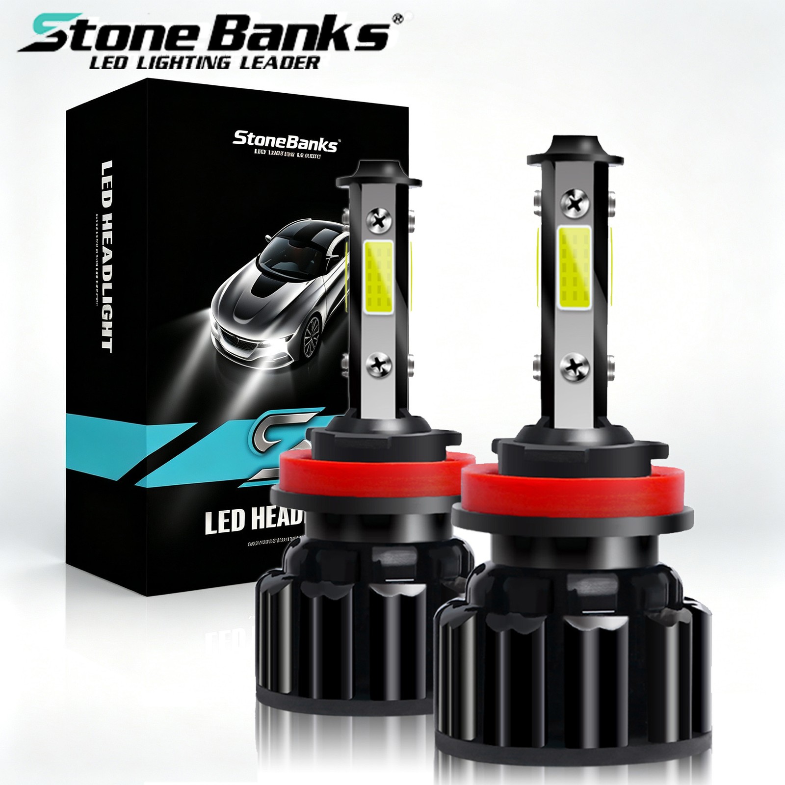 2PCS H8 H9 H11 LED Headlight Kit High Low Beam Fog Bulb Super Bright 6000K 4SIDE