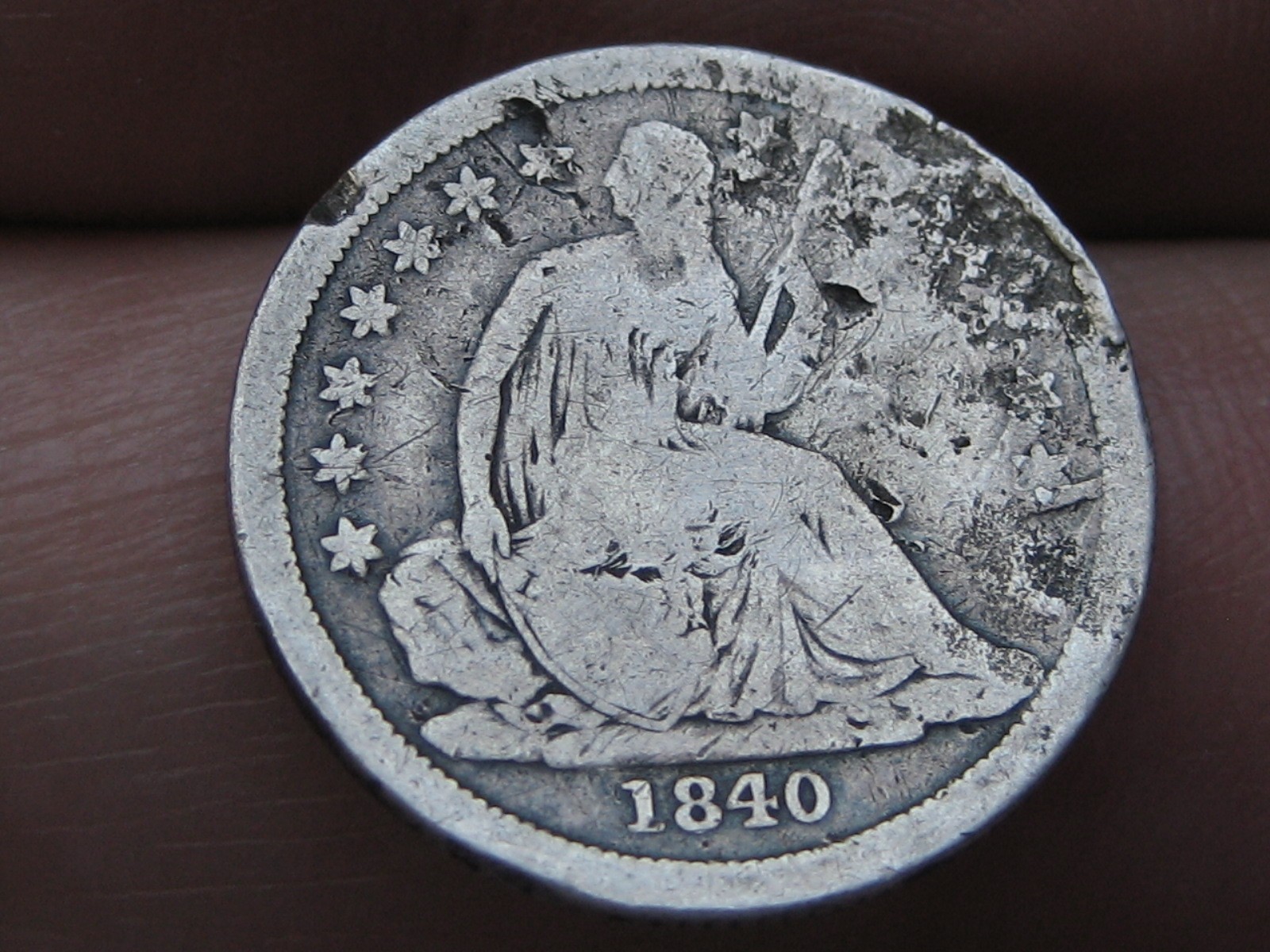 1840 P Seated Liberty Silver Dime- Philadelphia, No Drapery, Good Details