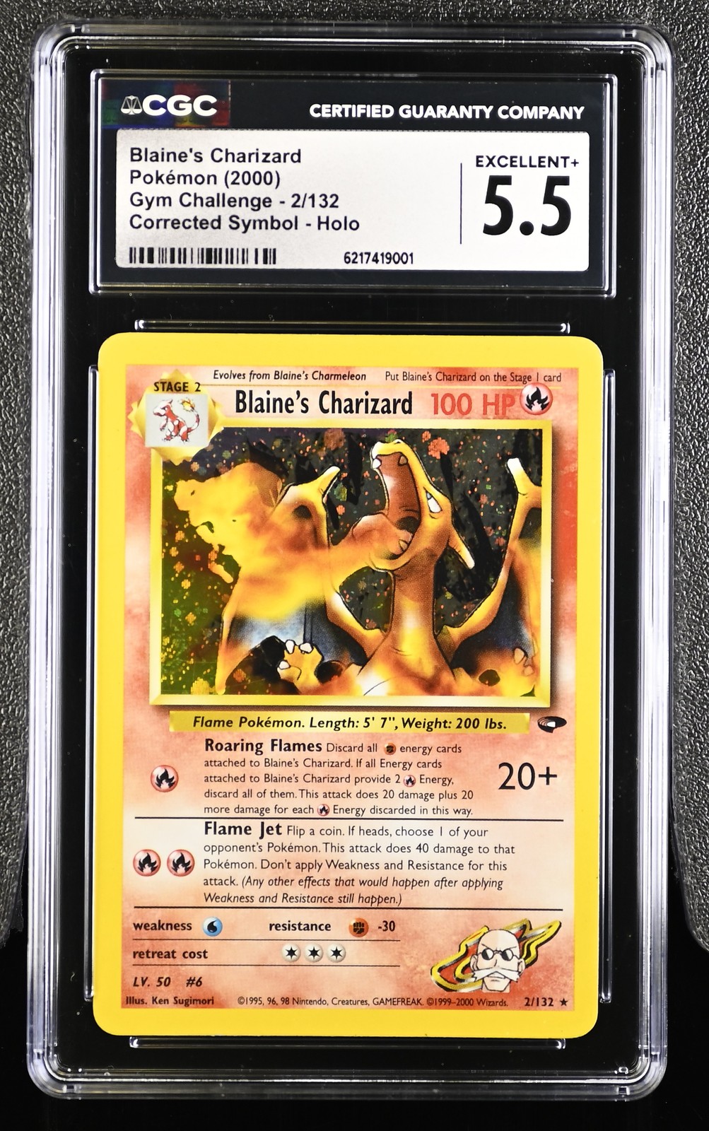 Blaine's Charizard Gym Challenge 2/132 Corrected Symbol-HOLO 5.5 CGC Blaine's Charizard Gym Challenge 2/132 Corrected Symbol-HOLO 5.5 CGC