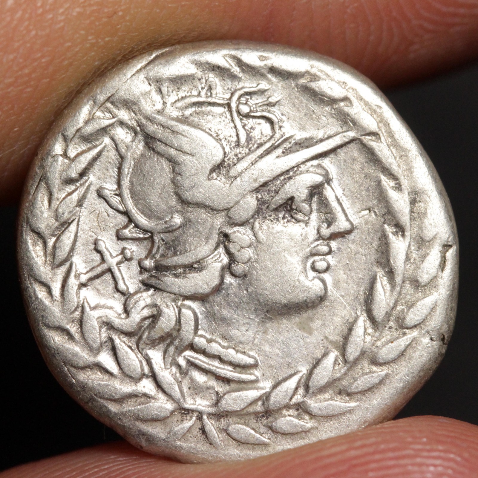 Roma Head Denarius 138BC Ancient Roman Republic Silver Coin Gellius Choice VF