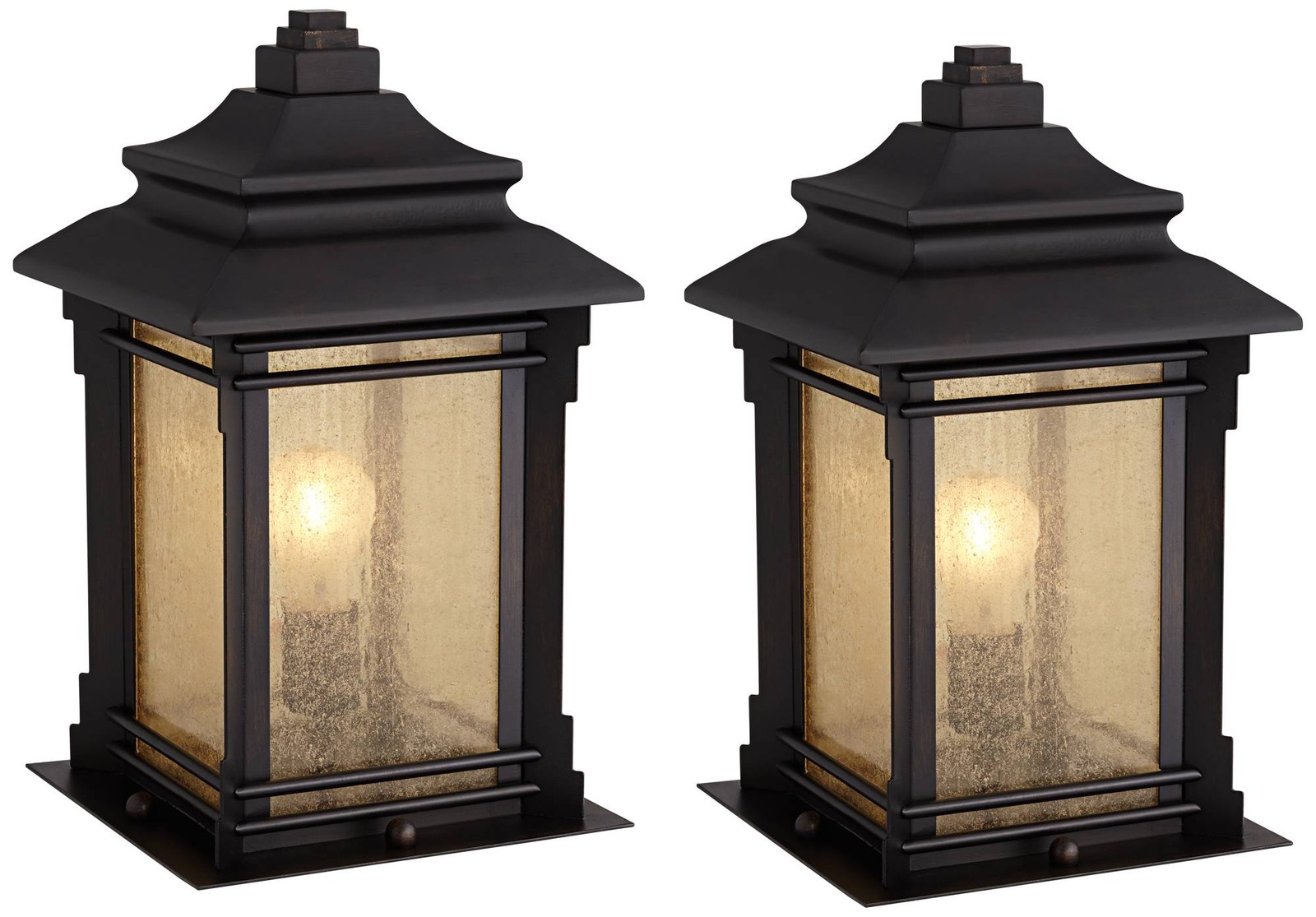 Hickory Point Rustic Outdoor Pier Mount Light Fixtures Set of 2 Bronze 16 1/2
