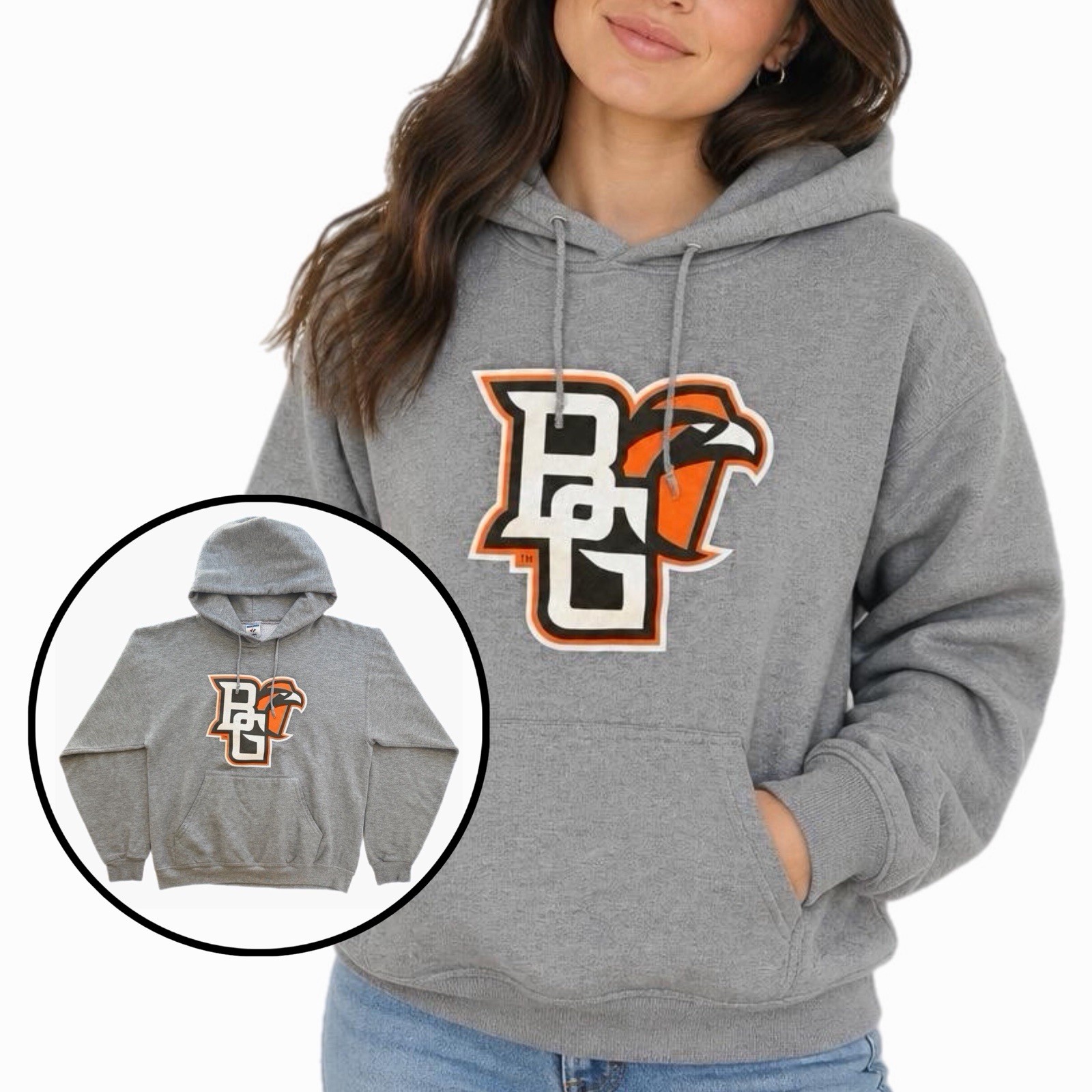 Vintage Bowling Green Falcons Hoodie Womens Y2K JERZEES College Sweatshirt - M Vintage Bowling Green Falcons Hoodie Womens Y2K JERZEES College Sweatshirt - M