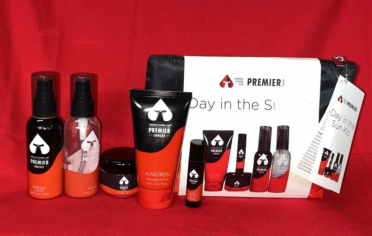 NWT Carnival Players Club Premier Cruises “Day In The Sun Kit” Skincare 5 Pc Set NWT Carnival Players Club Premier Cruises “Day In The Sun Kit” Skincare 5 Pc Set