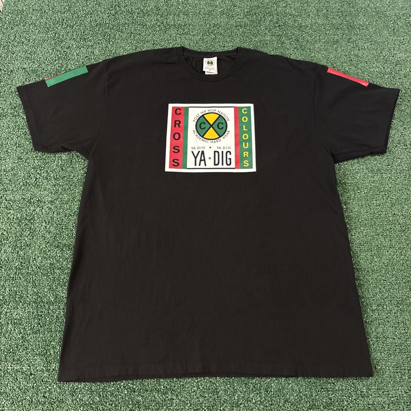 Cross Colours Shirt Mens 2XL Ya Dig Stripes Patch Stranger Things Vintage Style