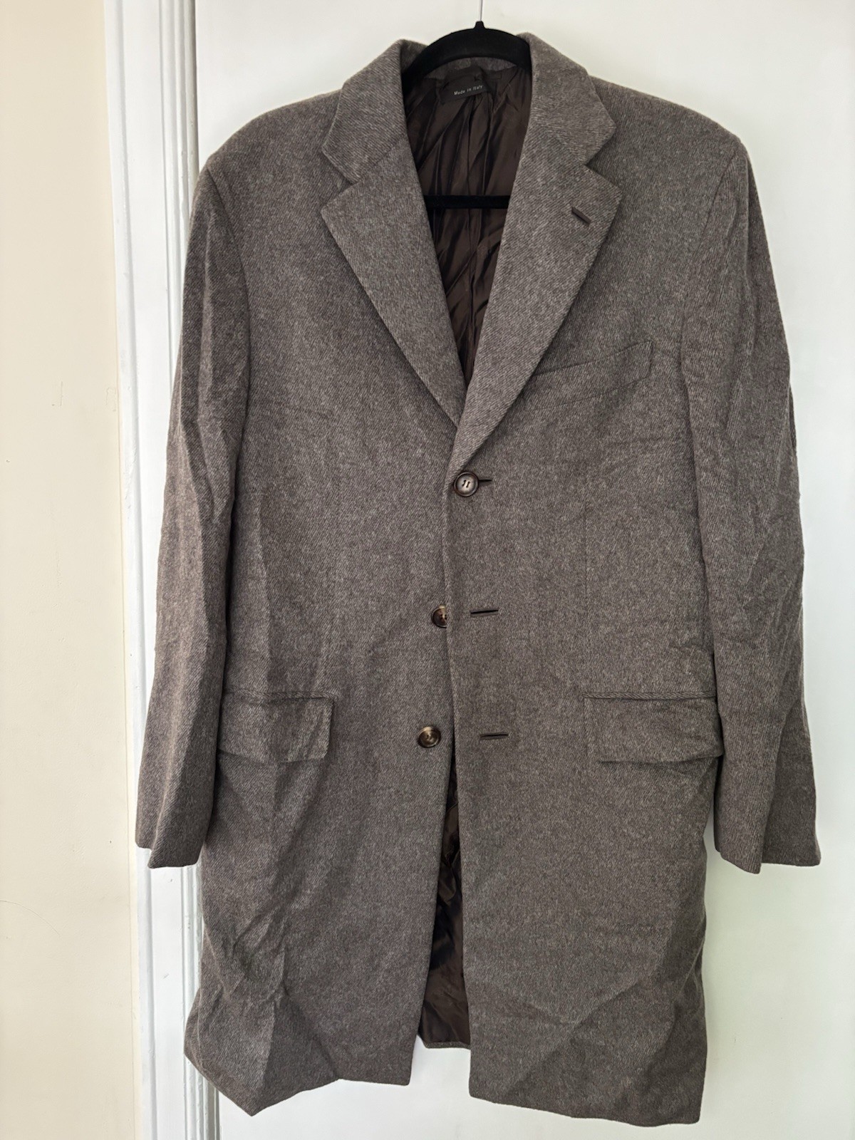 Brioni Men’s Light Brown Cashmere Overcoat Made in Italy Coat IT 40