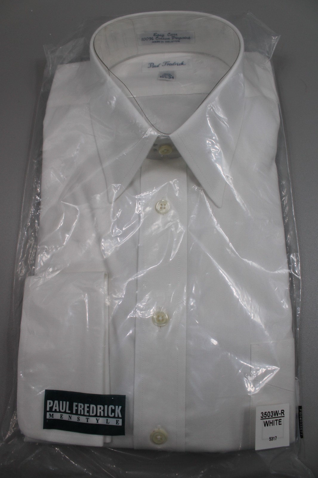 Paul Fredrick Dress Shirt 15.5x34 100% Cotton Pinpoint New in Orig Pkg Fr. cuff Paul Fredrick Dress Shirt 15.5x34 100% Cotton Pinpoint New in Orig Pkg Fr. cuff