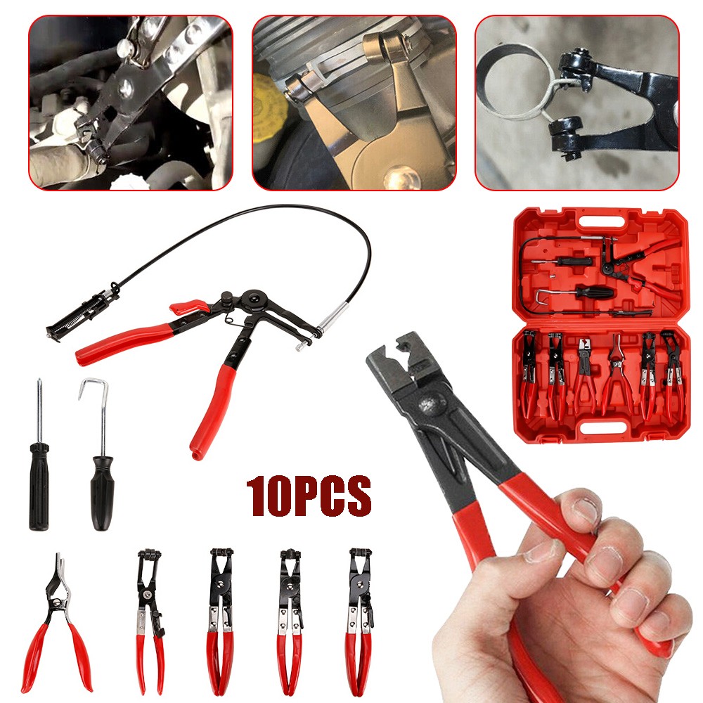 ABN Hose Clamp Pliers 10-piece Remover Tool Kit – Automotive Hose Removal Set