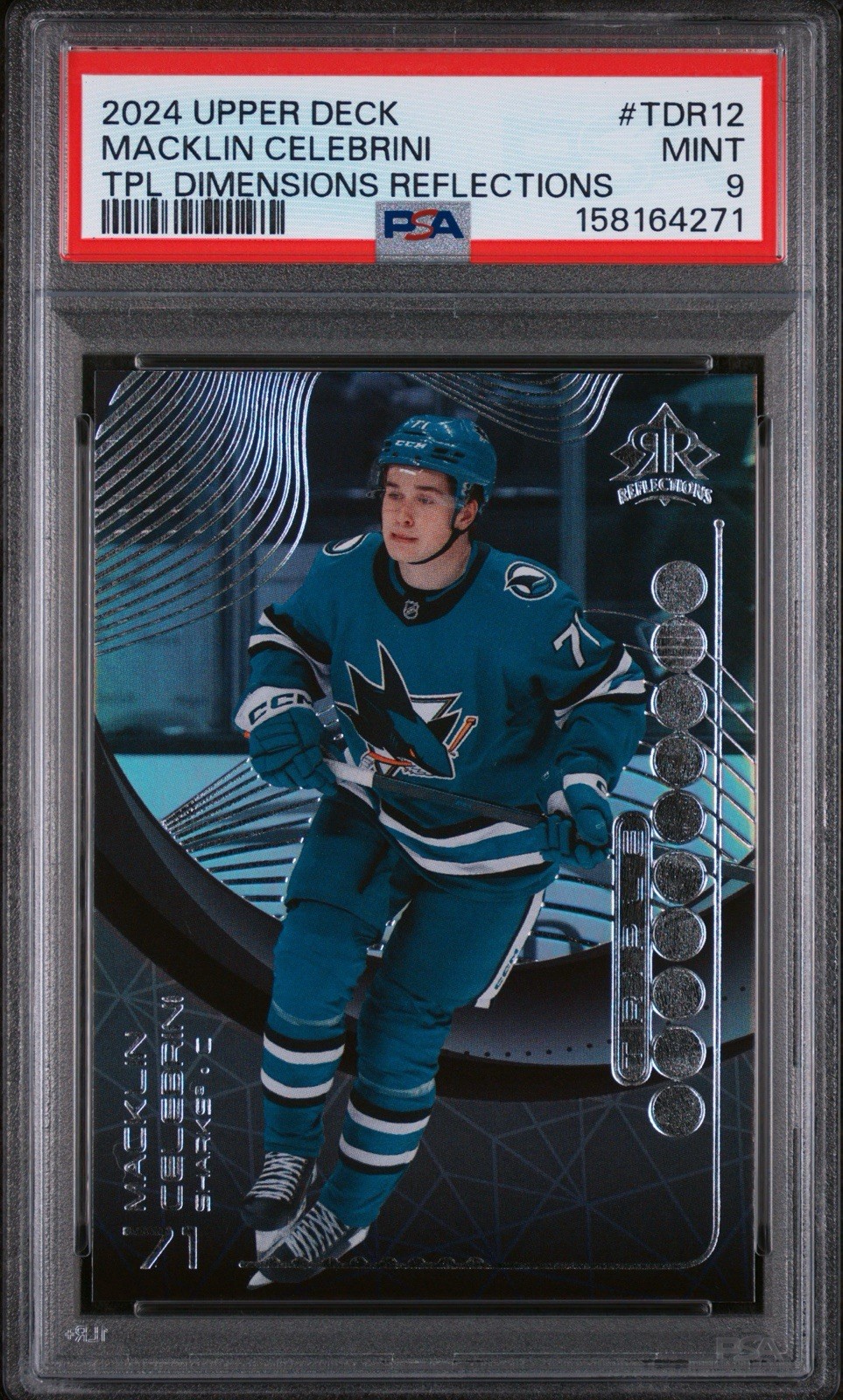 Macklin Celebrini RC PSA 9 2024 Triple Dimensions Reflections #TDR12