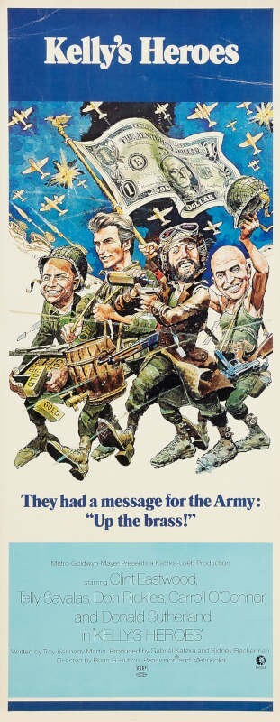 1970 KELLY\'S HEROES VINTAGE WAR MOVIE POSTER PRINT STYLE E 36x14 9 MIL PAPER
