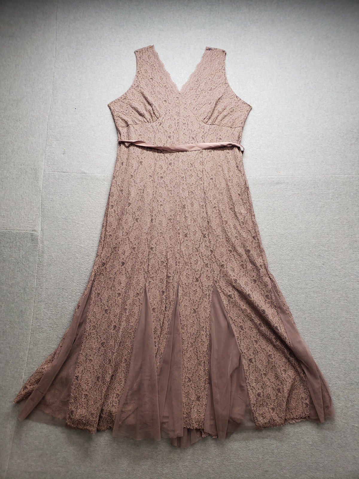 Candalite Women Maxi Dress 3X Dusty Pink Lace Tie Waist V Neck SleevelesCocktail Candalite Women Maxi Dress 3X Dusty Pink Lace Tie Waist V Neck SleevelesCocktail