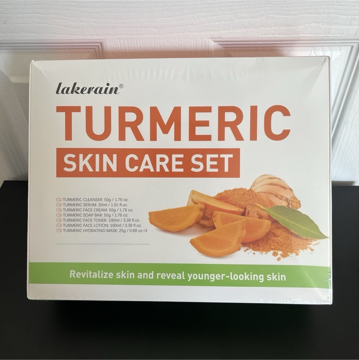 Lakerain Turmeric Hydrating Face Skin Care Set 7-Piece Cleanser Serum Toner