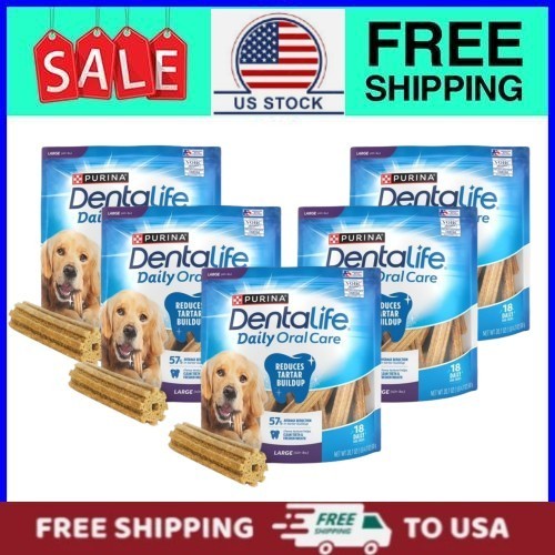 5 pack, Purina DentaLife Dental Treats Chicken Flavor for Dogs, 20.7 oz Bag