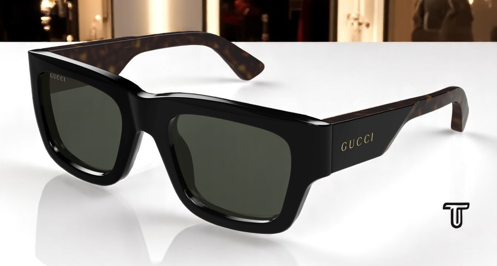 GUCCI GG1668S 001 Institutional Logo Black Grey 52 mm Men\'s Sunglasses
