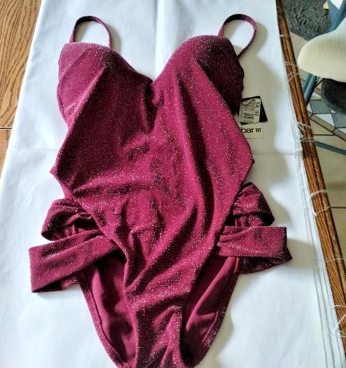 Bar III Blackberry Shimmer & Shine One Piece Size S