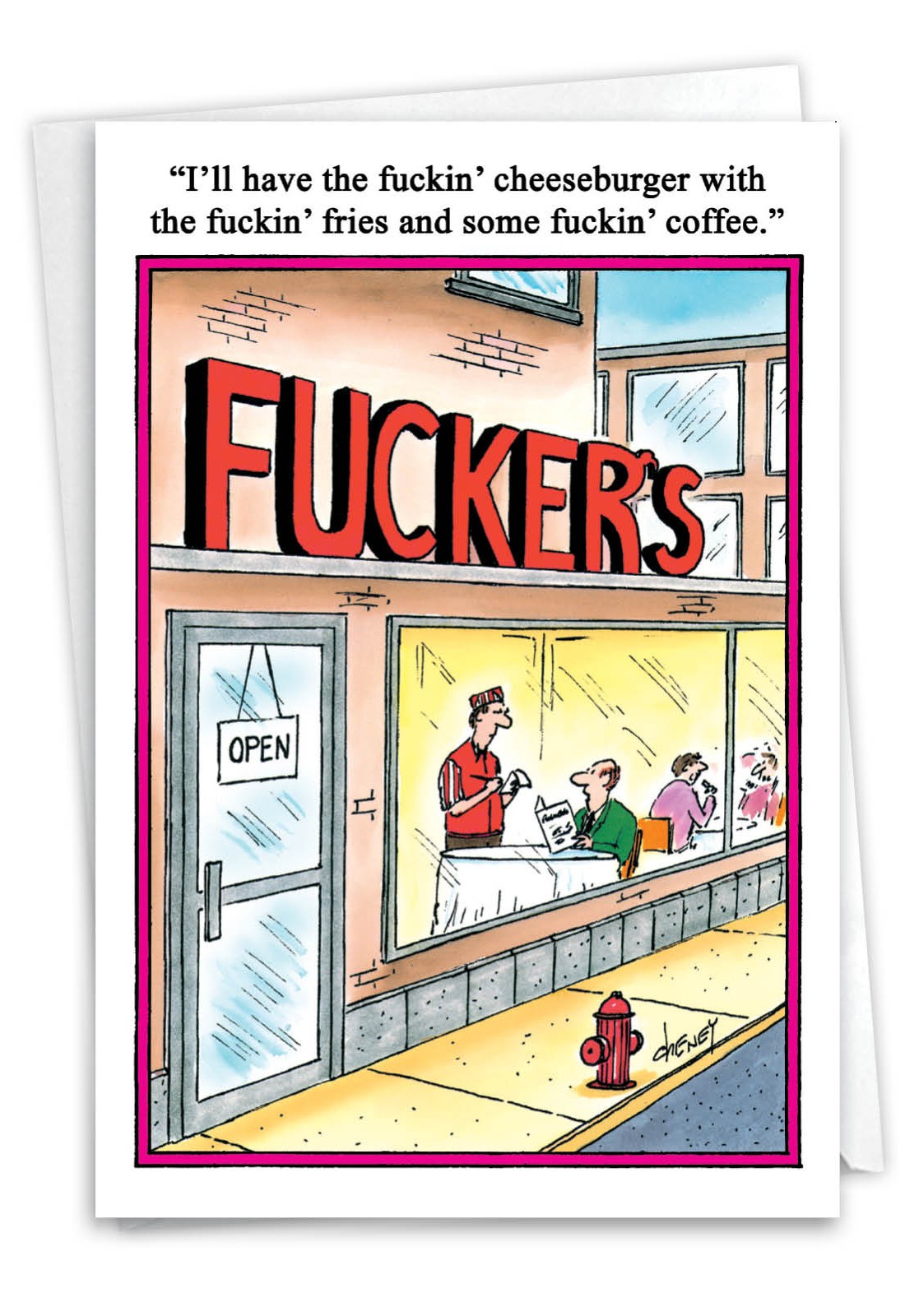 1 Funny Birthday Greeting Card w/Envelope - F'ers Cafe NobleWorks 8245