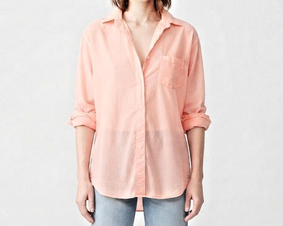 Frank & Eileen Eileen Peach Italian Cotton Point Collar Shirt Sz L Old Money