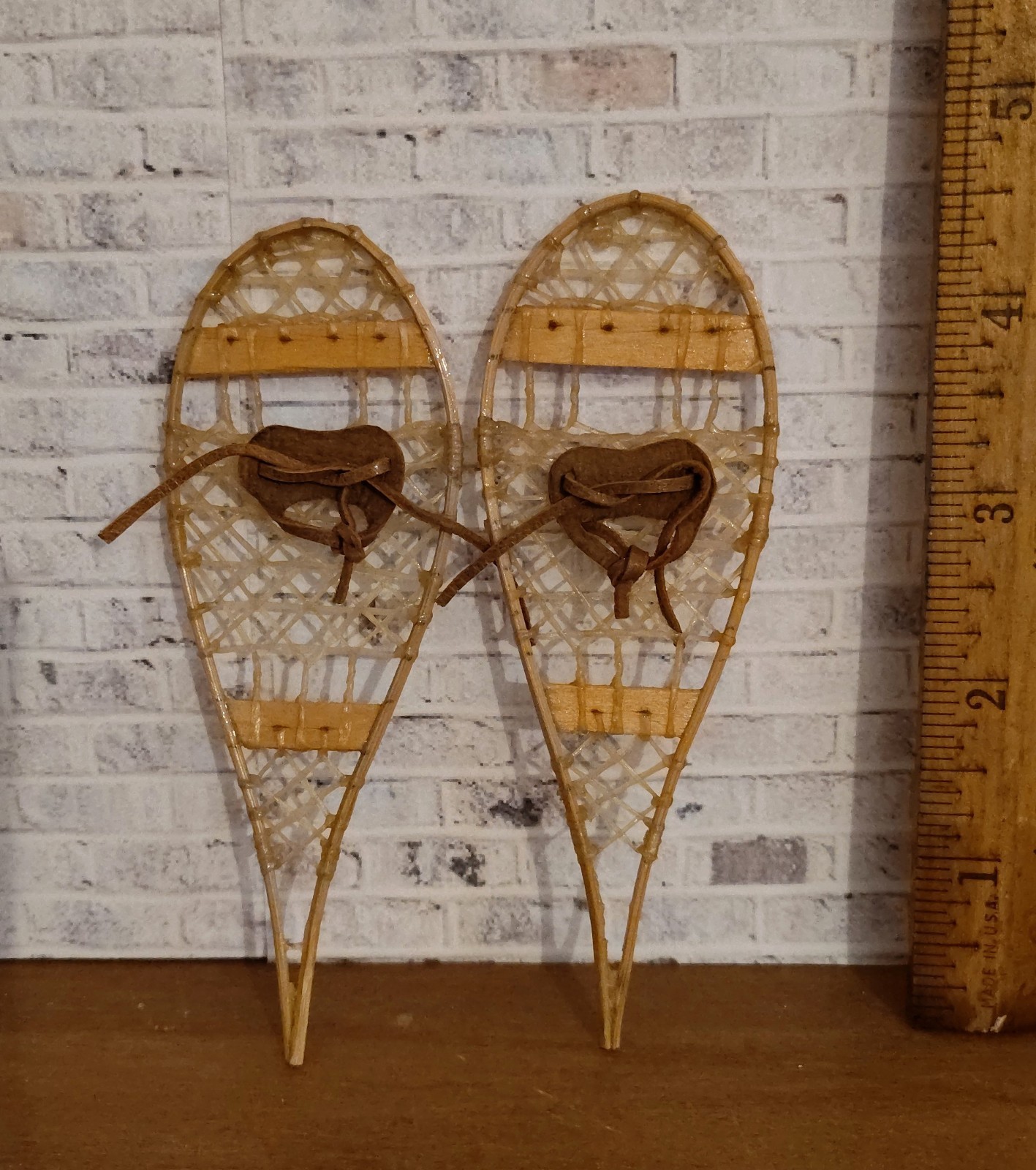 Artisan Made Miniature Snow Shoes Dollhouse Miniatures