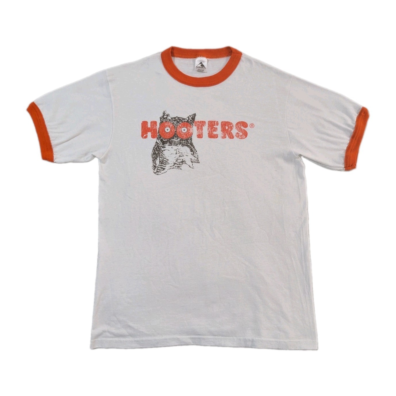 Vtg 90\'s Hooters Ringer T-shirt White/Orange Trim Sz Med Vtg 90\'s Hooters Ringer T-shirt White/Orange Trim Sz Med