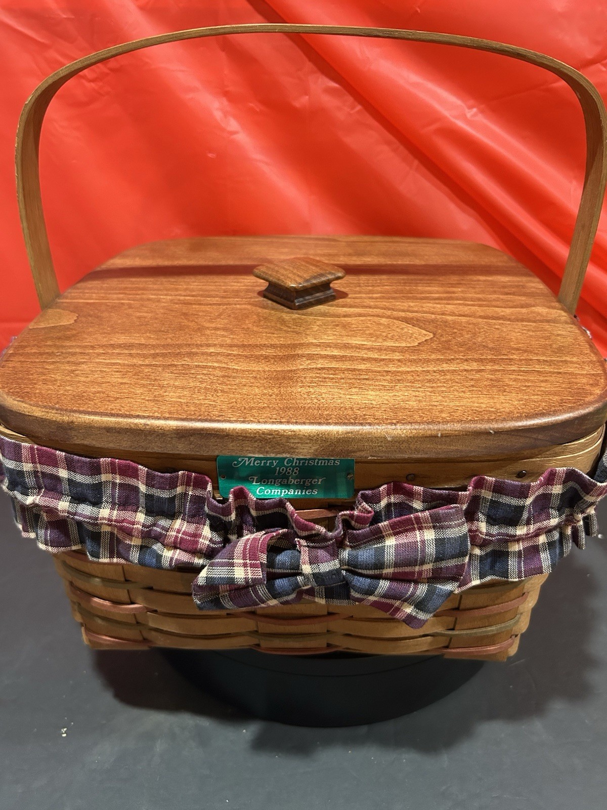 Longaberger 1993 Holiday Cheer Basket w/Liner &Wood Dividers Xtmas Collection