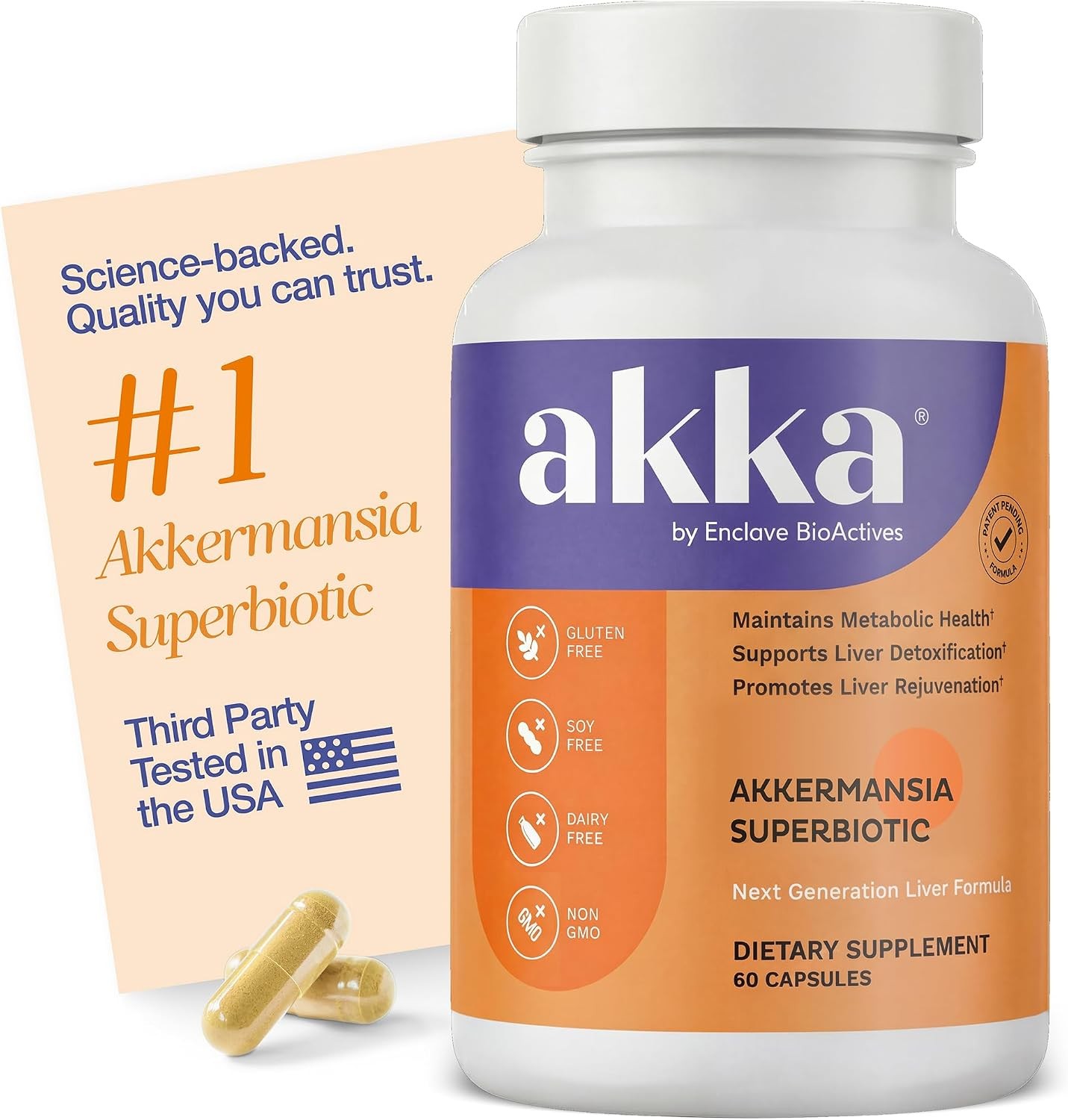 AKKA Akkermansia Probiotic Liver Support 1-3 Pack 60 Capsules