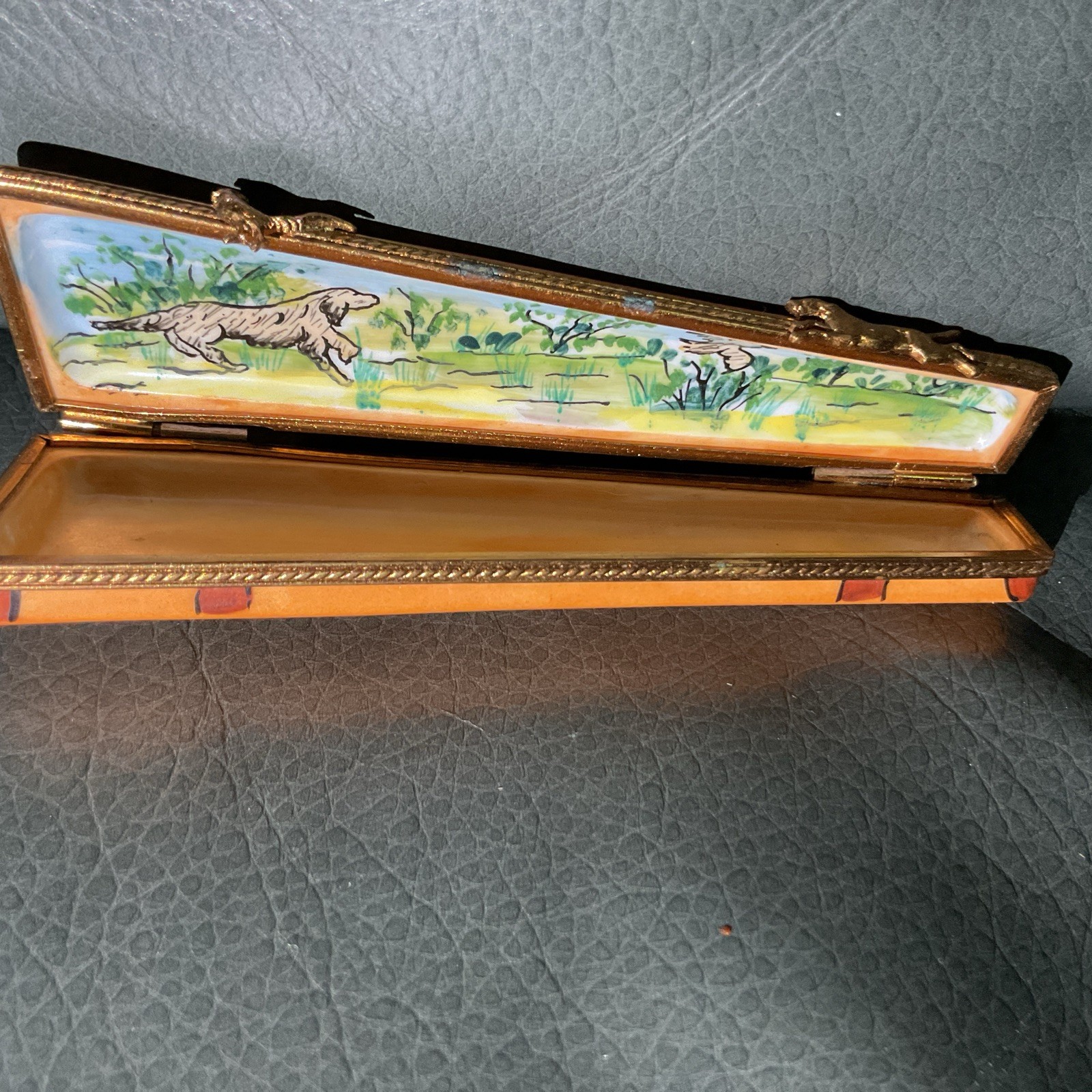 Limoges France Peint Main Eximious Rifle Carrier Bird Hunting Dog Vintage Limoges France Peint Main Eximious Rifle Carrier Bird Hunting Dog Vintage