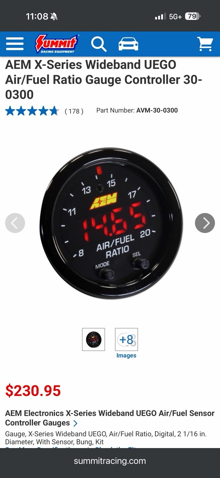 New Aem 30-0300 X-Series Wideband Uego Air/fuel Ratio Gauge Kit Sensors Included