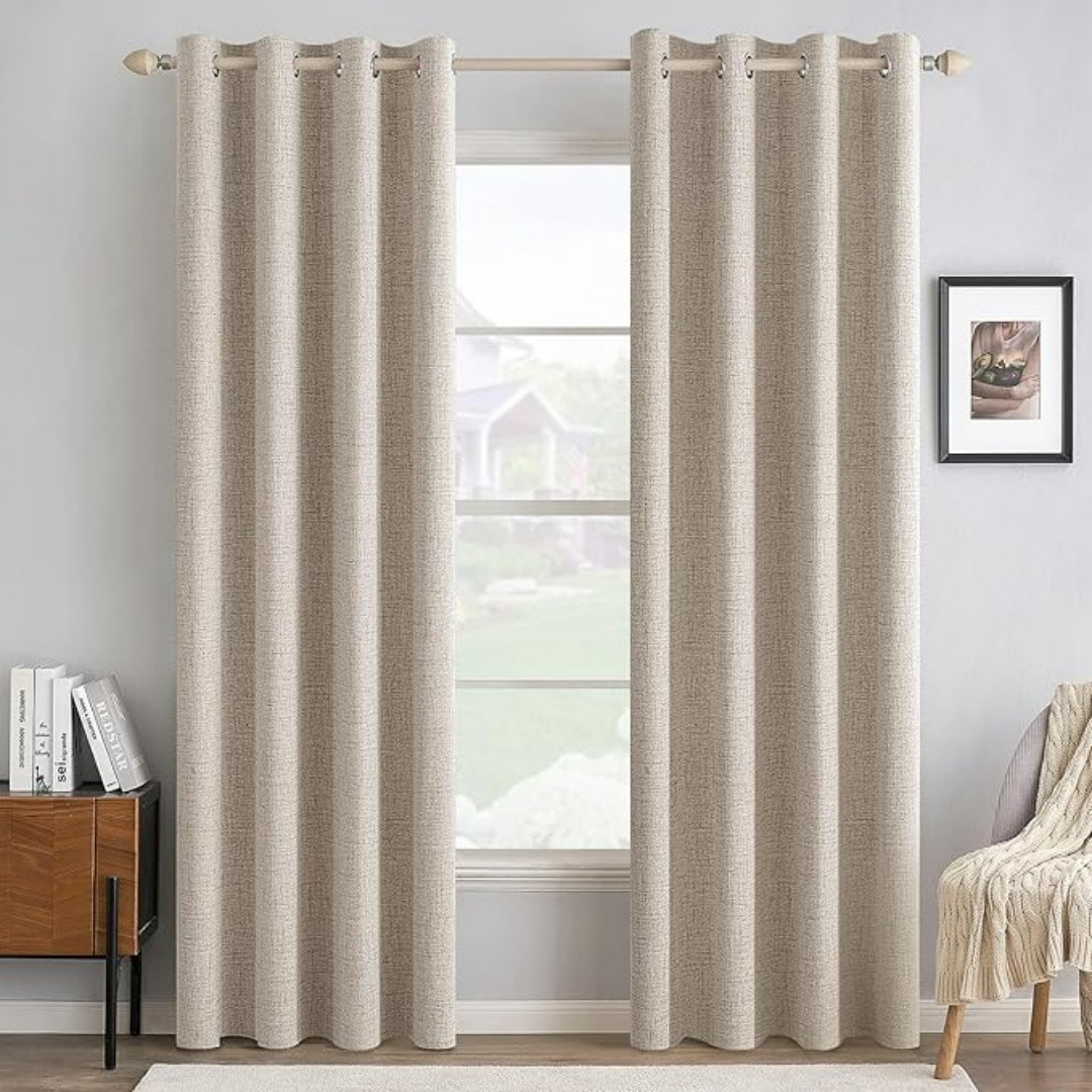 100% Blackout Linen Curtains Thermal Insulated Grommet 2 Panels Set 50 100% Blackout Linen Curtains Thermal Insulated Grommet 2 Panels Set 50