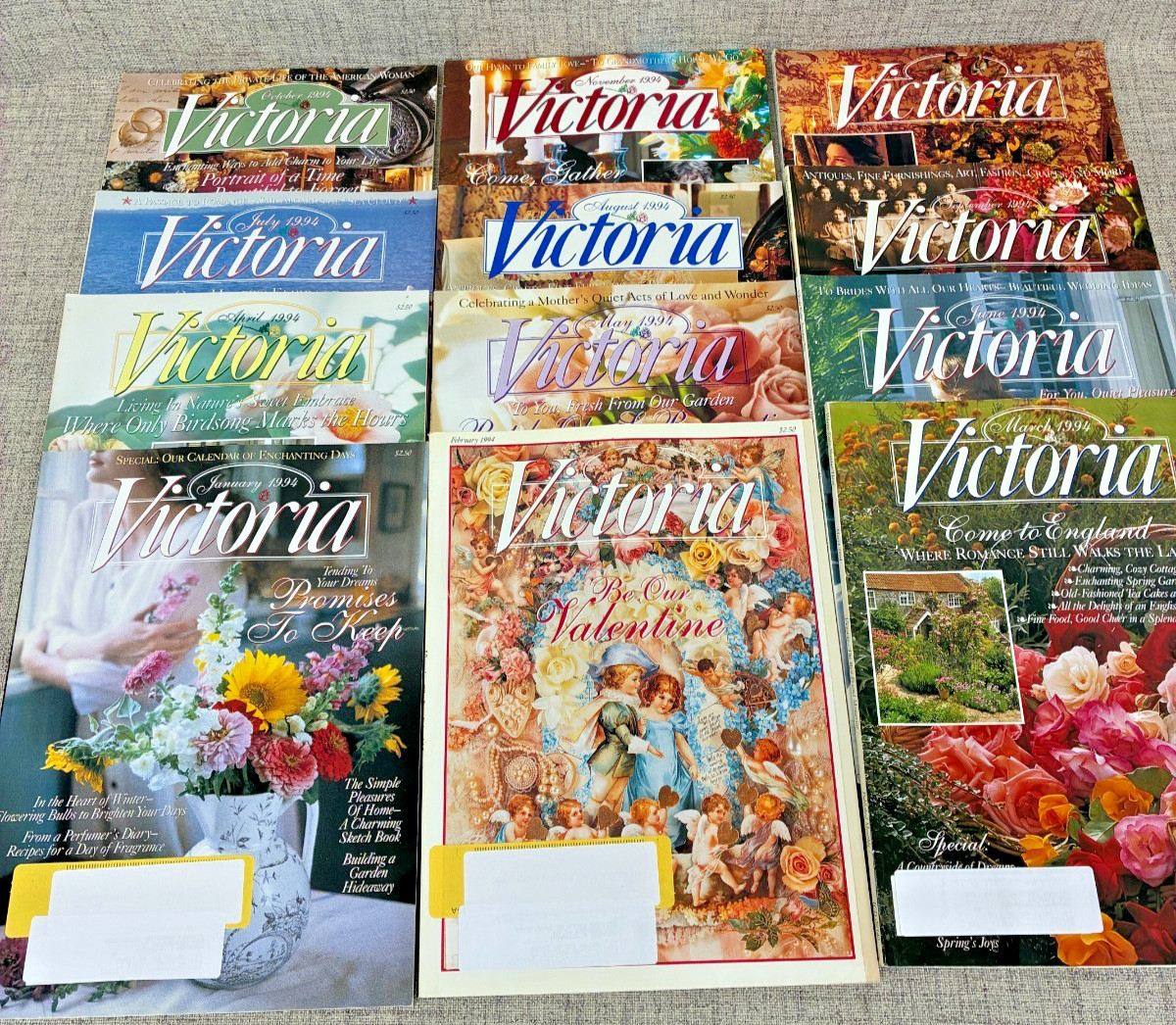 Victoria Magazine 1994 Lot of 12 Monthly Issues Jan-Dec Illustrated English