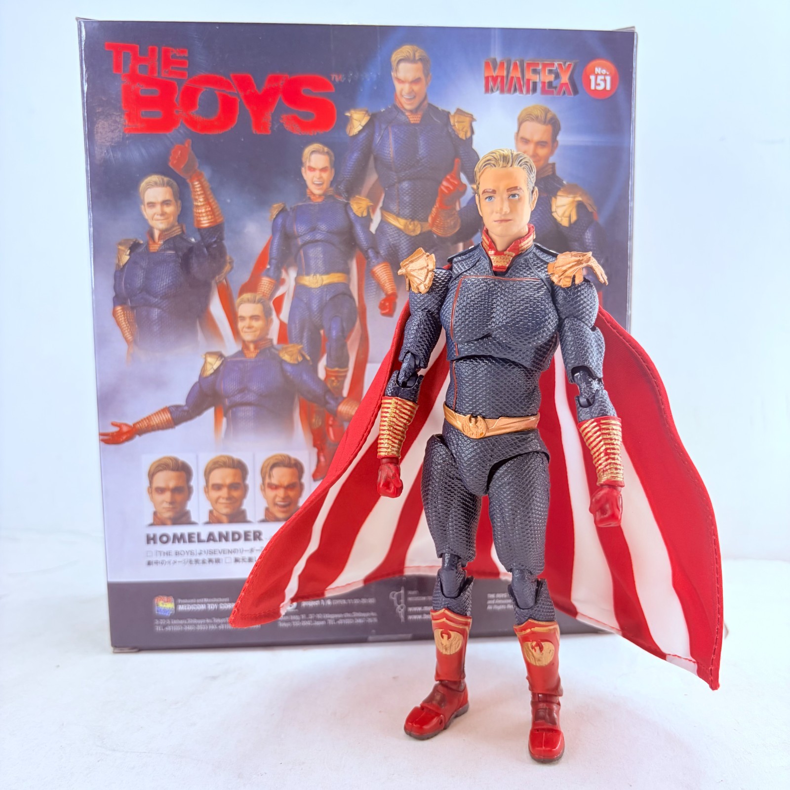 Homelander The Boys #151 Action Figure w/Accessory Hands & Stand Base Toys Box