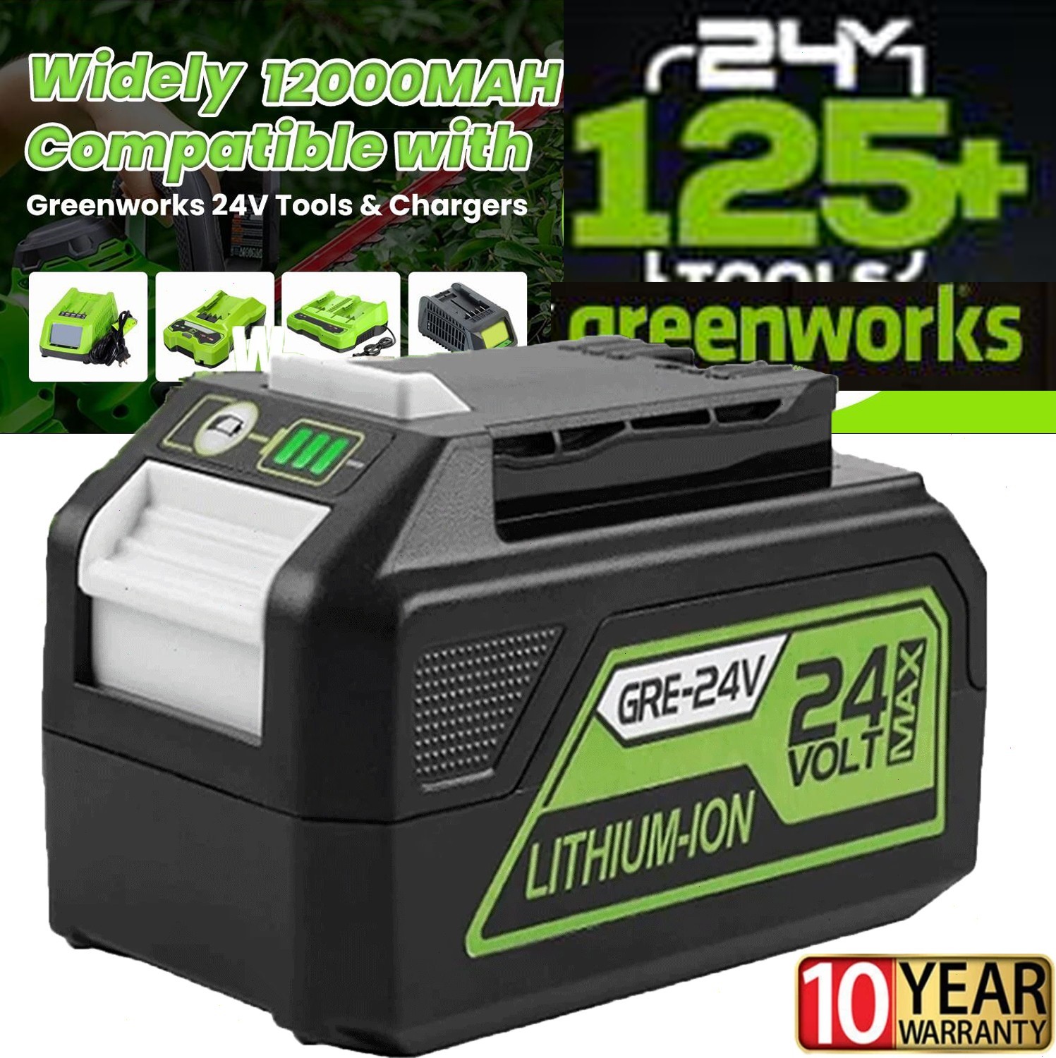 24V 12.0Ah Batteries Replacement for Greenworks 24V Battery Model 29842 29852