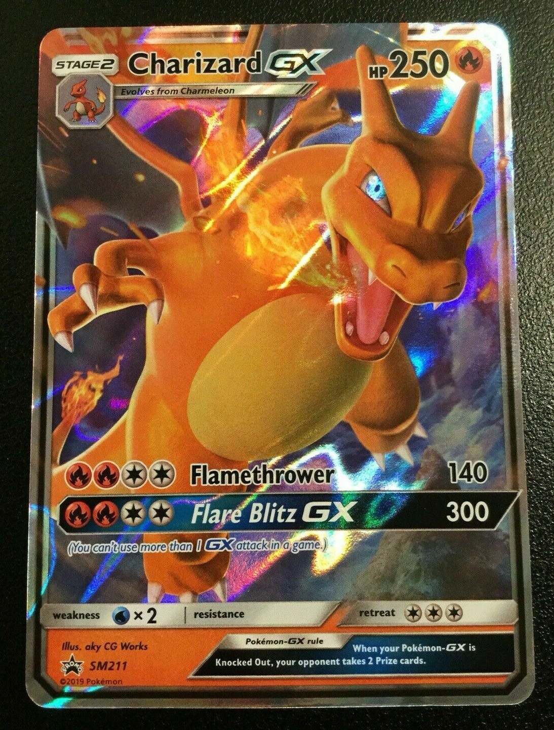 ULTRA RARE Charizard GX Pokemon SM211 Black Star Promo Holo Hidden Fates - LP