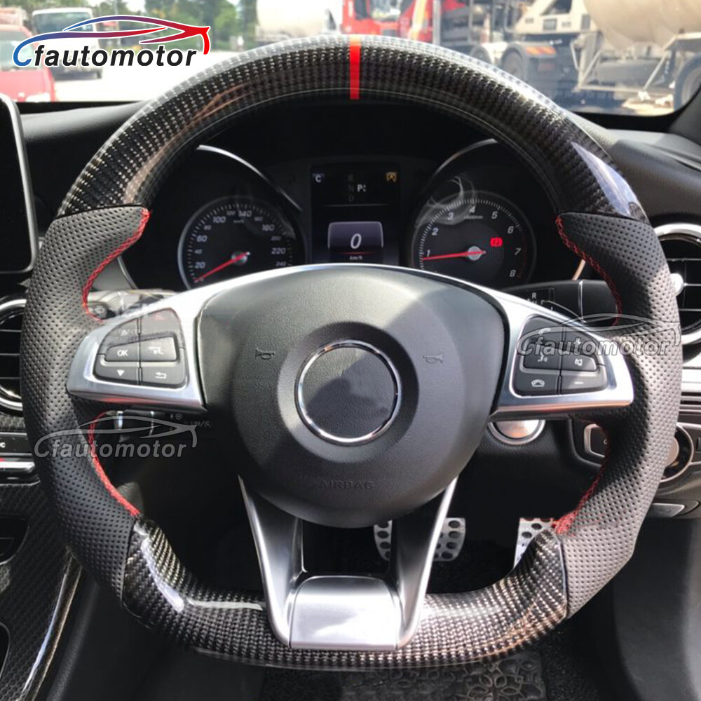Real Carbon Fiber Steering Wheel For 2016+ Mercedes-Benz AMG C43 C63 SL65 SLC