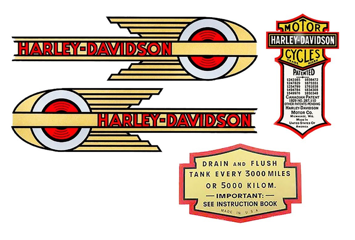 1936 DECAL SET for Harley 1st Year Knucklehead - 4 pc